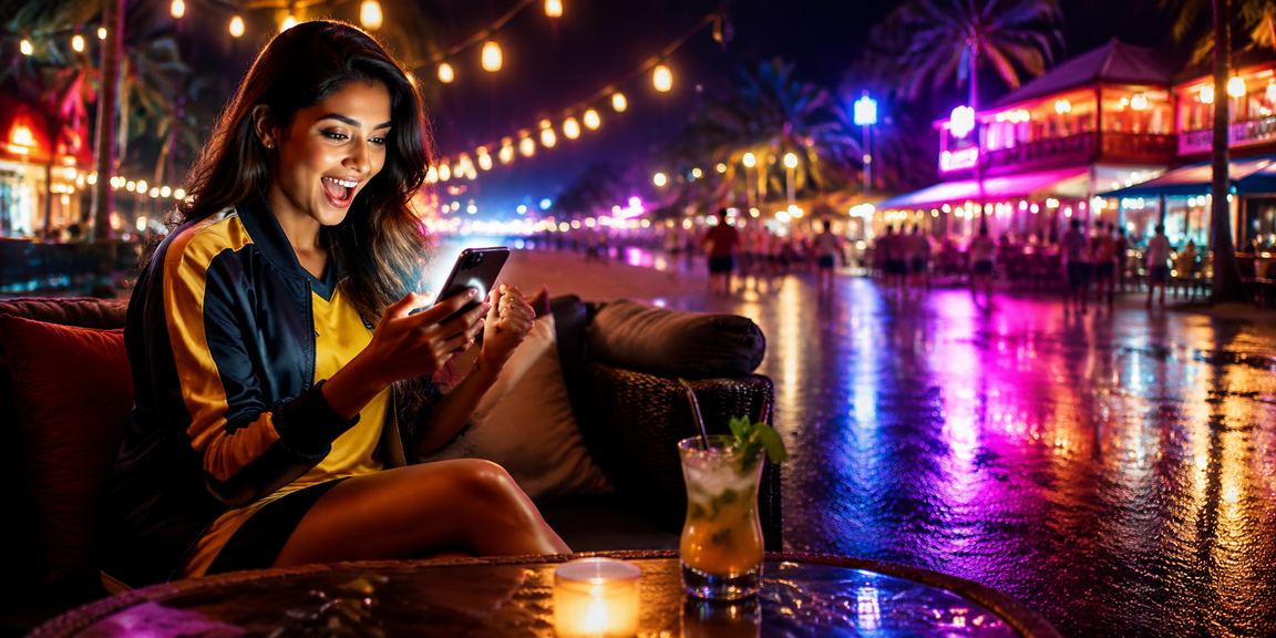Cricket fans enjoying betting on the beach in India